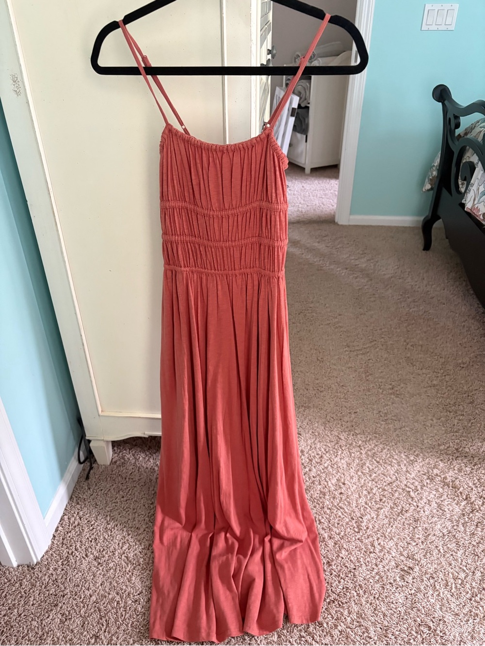 American Eagle Women’s Coral Smocked Maxi Dress